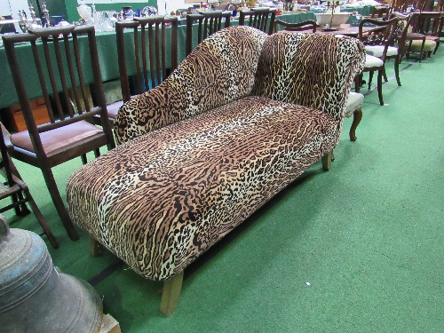 Contemporary chaise longue in Ocelot fabric, 270cms x 70cms x 89cms. Price guide £80-100.