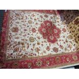 Beige ground Keshan carpet, 2.8 x 2.0. Price guide £80-100.