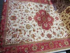 Beige ground Keshan carpet, 2.8 x 2.0. Price guide £80-100.