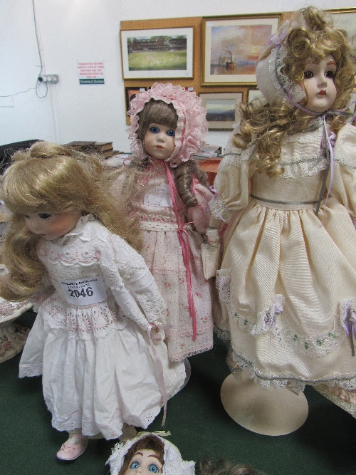 3 various porcelain dolls. Price guide £30-50.