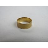 18ct gold thick band, size N, wt 4.0gms. Price guide £70-80.