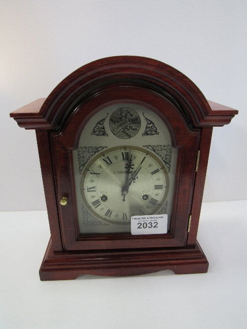 Mahogany bracket clock by C Wood & Son, 30 day movement, strikes hours. Price guide £50-80.