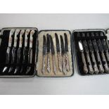 Set of 6 silver handled Mappin & Webb knives, 1949 together with another set with indistinct marks &