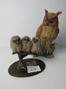 Country Artists 3 owlets & owl figurine