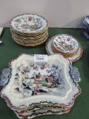 Qty of chinoiserie pattern dinner ware by Ashworth Bros. Of Hanley