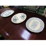 3 ironstone meat plates. Price guide £10-15.