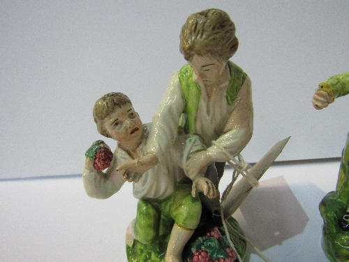Rare pair of 18th century Staffordshire figures: 2 boys fighting over fruit (tip of thumb missing on - Image 3 of 3