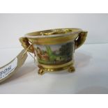 19th century continental porcelain pen & ink stand decorated with rural scenes, 6.5cms high x