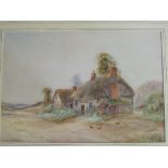 Framed & glazed watercolour 'The Country Cottage' near Great Aloe, signed Ernest Potter, British