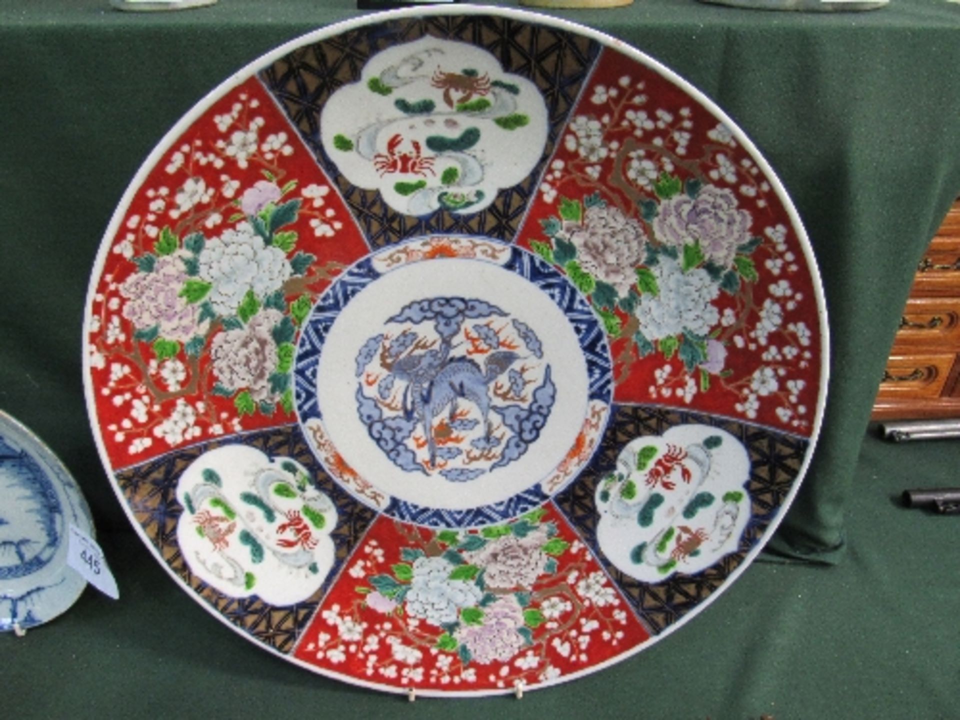 Japanese charger with deer decoration to centre, 45.5cms diameter. Price guide £45-60