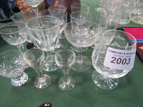 Qty of drinking glasses, some etched & including an etched tall goblet. Price guide £5-10. - Image 2 of 2