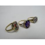 3 various 9ct gold rings, all size N, weigth 14.4gms. Price guide £60-80.