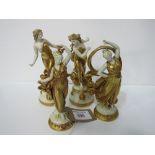 4 Italian Capo di Monte dancing lady figurines (2 a/f). Price guide £120-130.