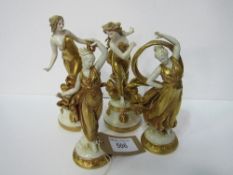 4 Italian Capo di Monte dancing lady figurines (2 a/f). Price guide £120-130.