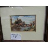 Framed & glazed small print of 'Wishford Bridge'. Price guide £5-10.