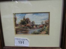 Framed & glazed small print of 'Wishford Bridge'. Price guide £5-10.