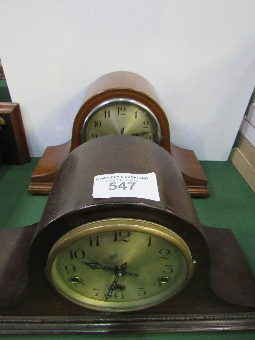 2 'Napoleon Hat' mantel clocks. Price guide £10-15