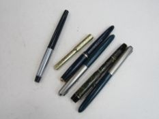 6 fountain pens: 3 Parker Onoto, Sheaffers & Platigmum. Price guide £80-100.