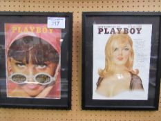 2 framed & glazed Playboy magazine covers: June 1965 & March 1965. Price guide £10-15.