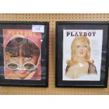 2 framed & glazed Playboy magazine covers: June 1965 & March 1965. Price guide £10-15.