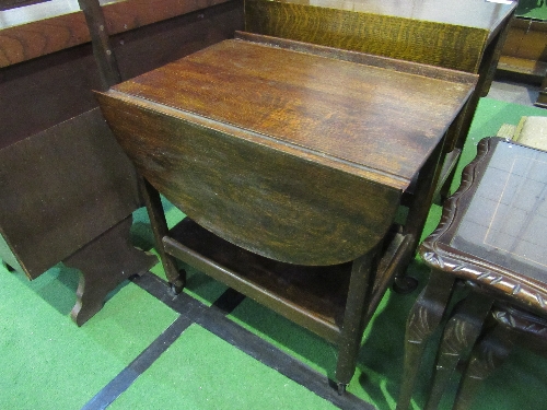 2 vintage oak drop-side tea trolleys. Price guide £10-20. - Image 2 of 2