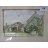 Framed & glazed watercolour of Devon Farmhouse, signed Joyce Taylor. Price guide £20-30.