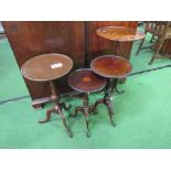 4 mahogany wine tables. Price guide £20-30.