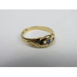 18ct gold blue stone & diamond ring, weight 2.7gms, size N1/2. Price guide £50-60.