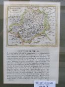 2 small framed pictures of Welsh scenes & a framed & glazed map of Montgomeryshire. Price guide £5-