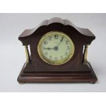8 day wood inlaid desk/mantle clock. Price guide £25-30.