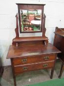 Mahogany small dressing chest of 2 drawers, with shelf & mirror above, 92cms x 43cms x 147cms. Price