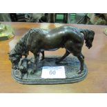Spelter model of a horse & a dog
