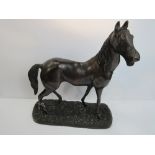Large bronze cold cast race horse stallion figurine on base. Price guide £90-120.