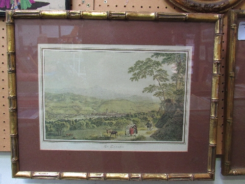2 gilt bamboo-effect framed & glazed French prints. Price guide £10-20. - Image 2 of 2