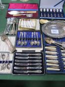 A qty of silver plated cutlery, some boxed. Price guide £15-25.