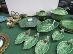 2 large 'Cabbage Leaf' style tureens, Subtil Portugese fruit salad set, assorted plates & bowls &