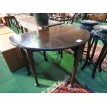 Good quality mahogany gate-leg table on pad feet, 106cms (open) x 106cms x 70cms. Price guide £20-