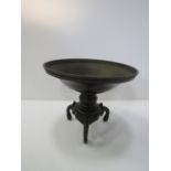 Meiji bronze Japanese Censer bowl on serpentine tripod stand. Price guide £80-120