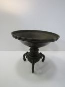 Meiji bronze Japanese Censer bowl on serpentine tripod stand. Price guide £80-120