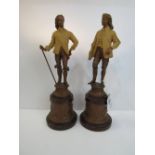 Pair of early 20th century Spelter figurines on plinth bases. Price guide £30-50.