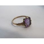 Lady's 9ct gold & amethyst ring, size N 1/2. Price guide £25-30.