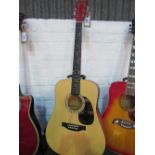 Eastwood Larsen acoustic guitar, good condition. Price guide £50-60.