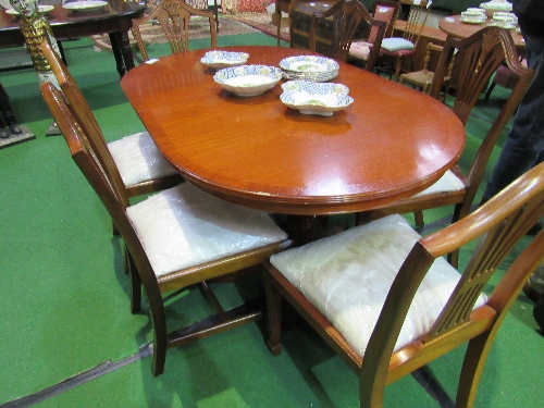 Mahogany dining table, 150cms x 90cms x 76cms & 6 splat back drop-in seat dining chairs. Price guide - Image 2 of 2