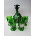 Glass decanters & 4 matching glasses