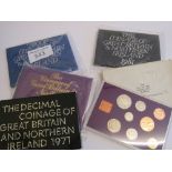 Coinage of GB & NI in wallet & case, 1970; decimal coinage of GB & NI in wallet & case, 1971;