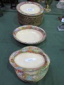 12 Japanese Satsuma dinner plates with matching dish & 6 side plates