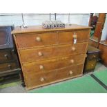 Pine chest of 2 over 3 drawers, 109cms x 54cms x 95cms. Price guide £30-50.