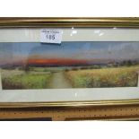 Framed & glazed landscape print & framed & glazed print of racehorses. Price guide £10-15.