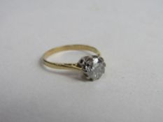 18ct gold diamond solitaire ring, diamond - 1.01 carat, size O 1/2, wt 2.00gms. Price guide £1,150-