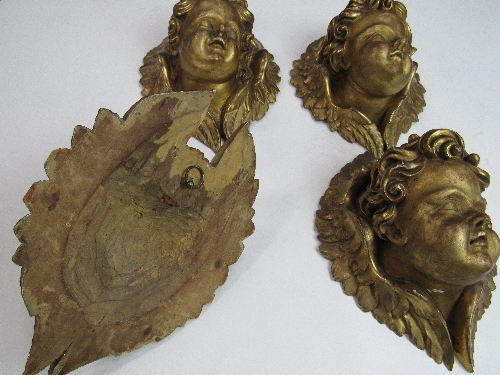 4 gilded cherub's faces. Price guide £80-100. - Image 3 of 3